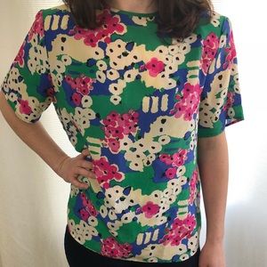 Vintage Laura and Jayne Floral Silk Blouse